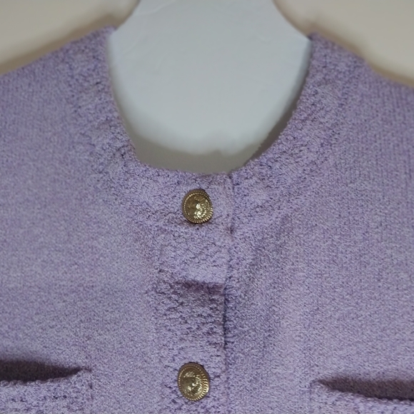 She + Sky Lavender Button-Up Cardigan Sweter. - Picture 5 of 11